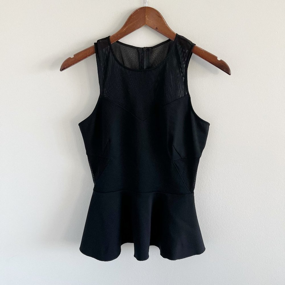 INTERMIX Black Sleeveless Peplum Blouse